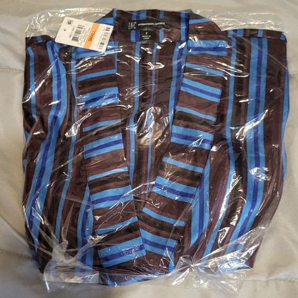 NWT INC International Concepts Sm Striped Night Out LS Wrap Top - Picture 2 of 8